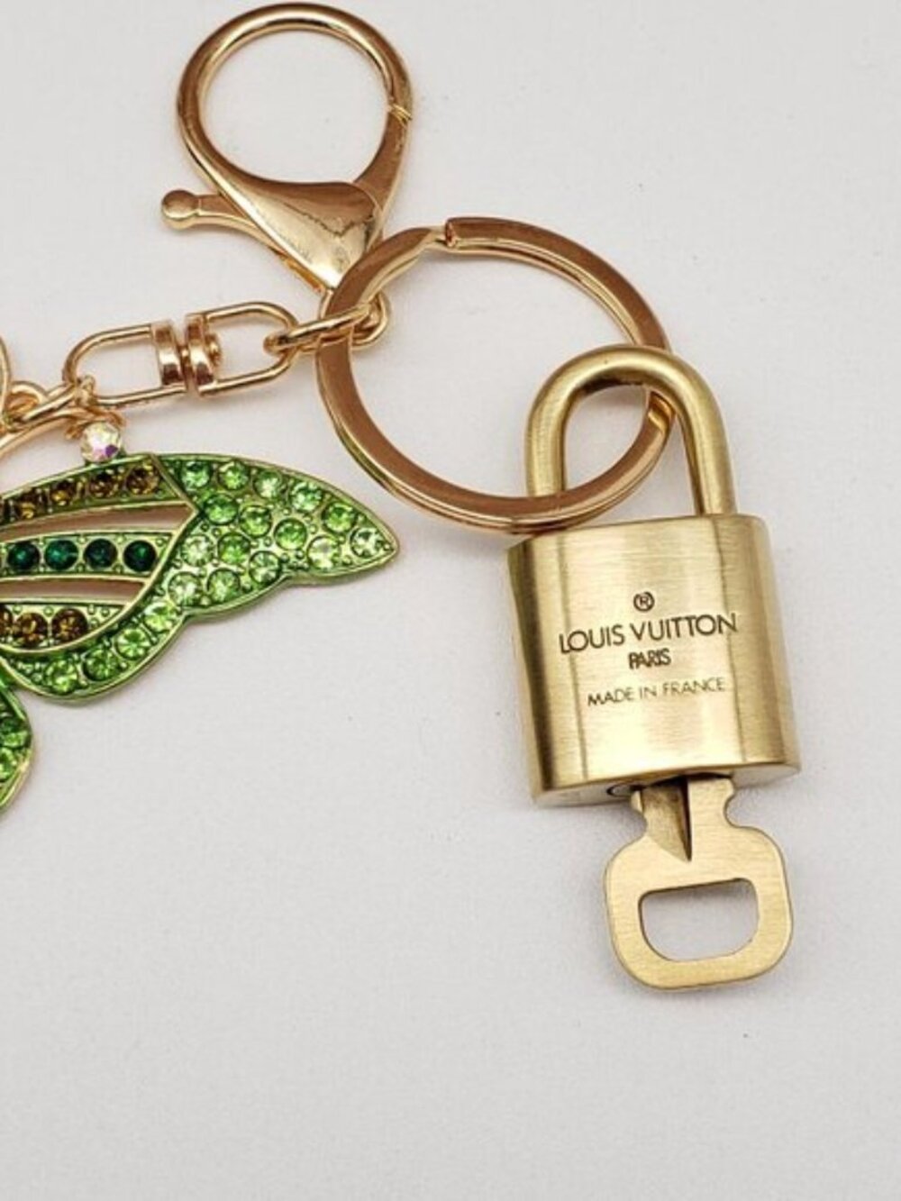 Authentic Louis Vuitton Gold Padlock & Key🔒 w/ Unbranded Butterfly Keychain - Picture 5 of 9